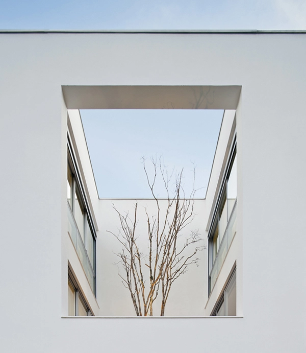 East façade fragment showing mezzanine´s courtyard, evening vi