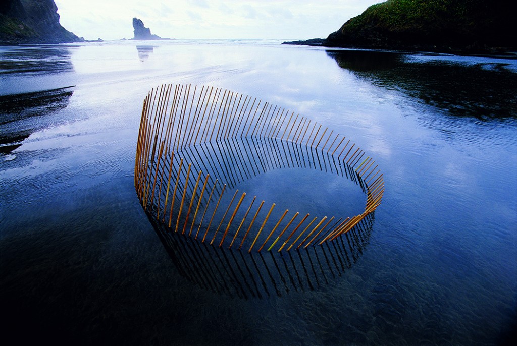 Martin Hill escultura circulo emergiendo del lago