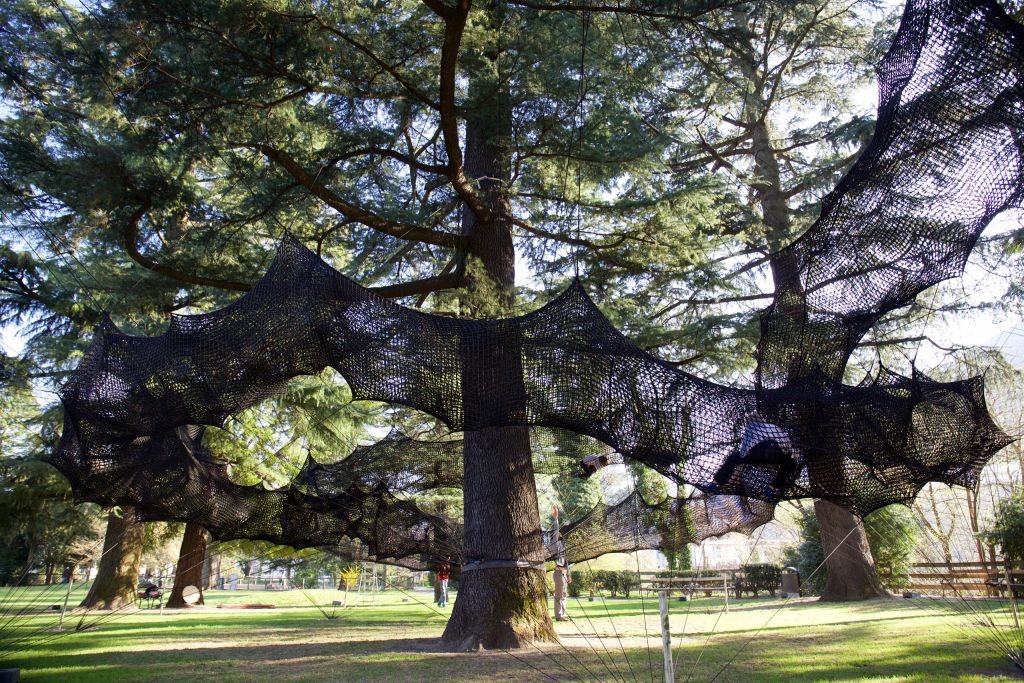 Detalle de la instalación de numen en el bosque