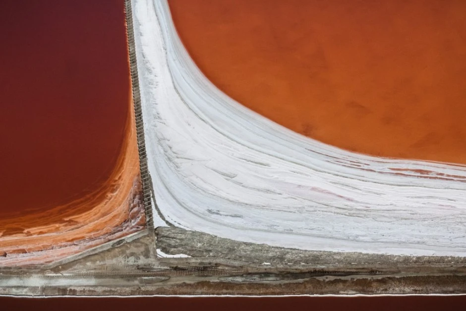 Detalle de los rojos y naranjas sobre la bahía de san francisco