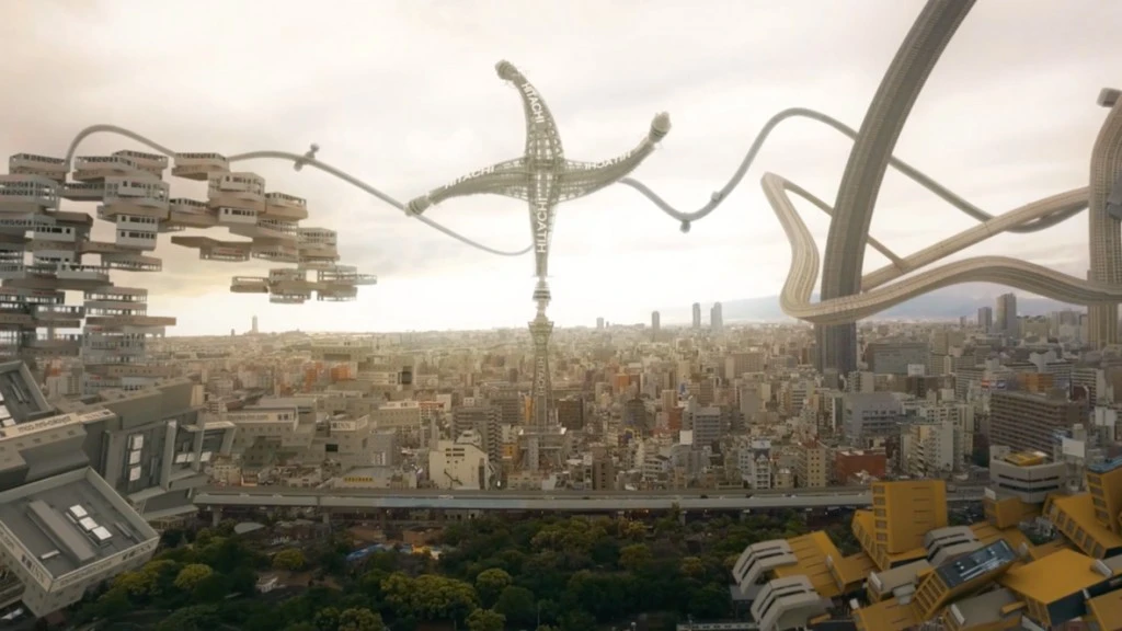 la mezcla de edificios sin alterar con edificios distorsionados