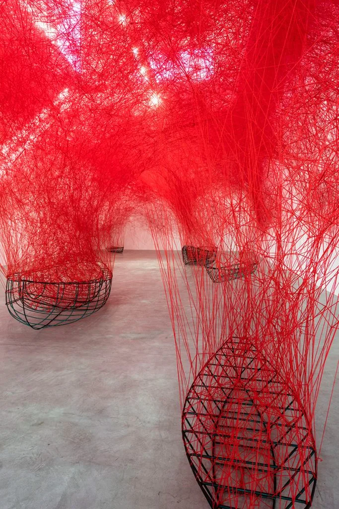 chiharu-shiota-uncertain-journey-blain-southern-designboom-04