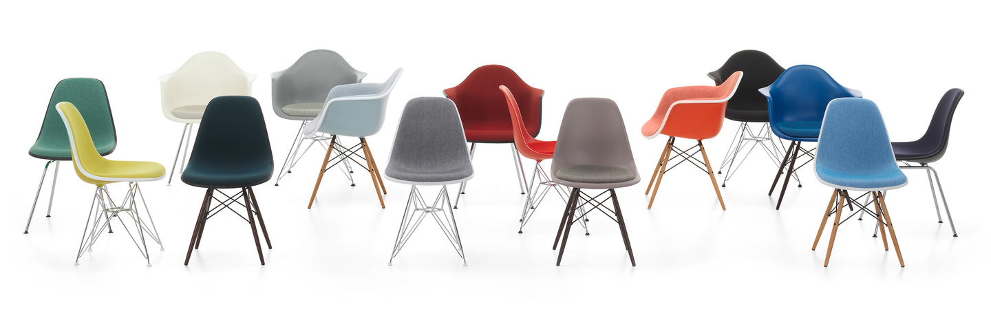 Silla shell en sus distintos colores y opciones de tapizado