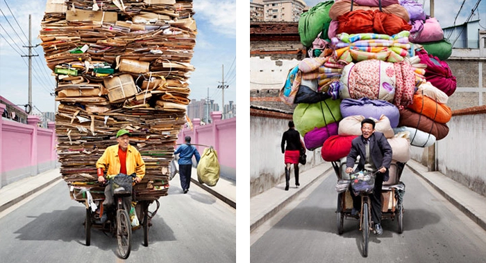 porteadores en bicicleta de la serie Tótems