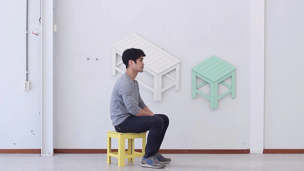 De-dimension, el mobiliario trampantojo plegable de Jongha Choi