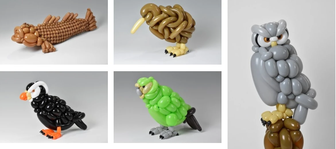 varias figuras globo hechas por masayoshi matsumoto