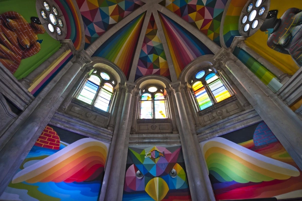 pintura de la cupula de la iglesia de santa barbara de llanera
