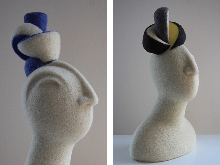 Esculturas realizadas con vellón de lana cardado de la serie de pura lana