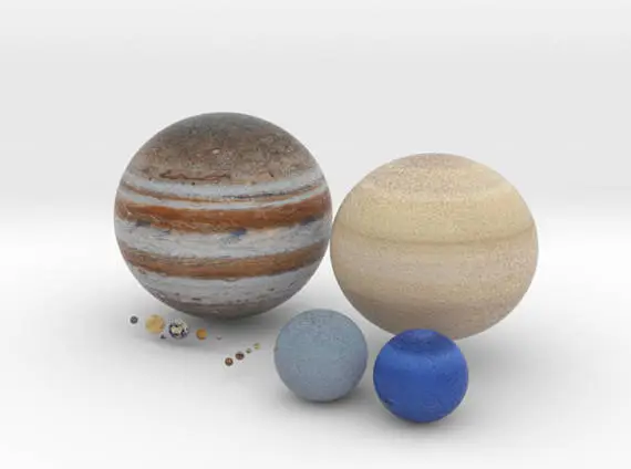 replica de varios planetas y lunas