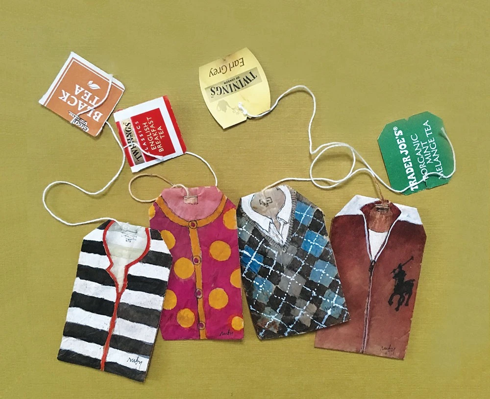 bolsitas de te pintadas por Ruby Silvious