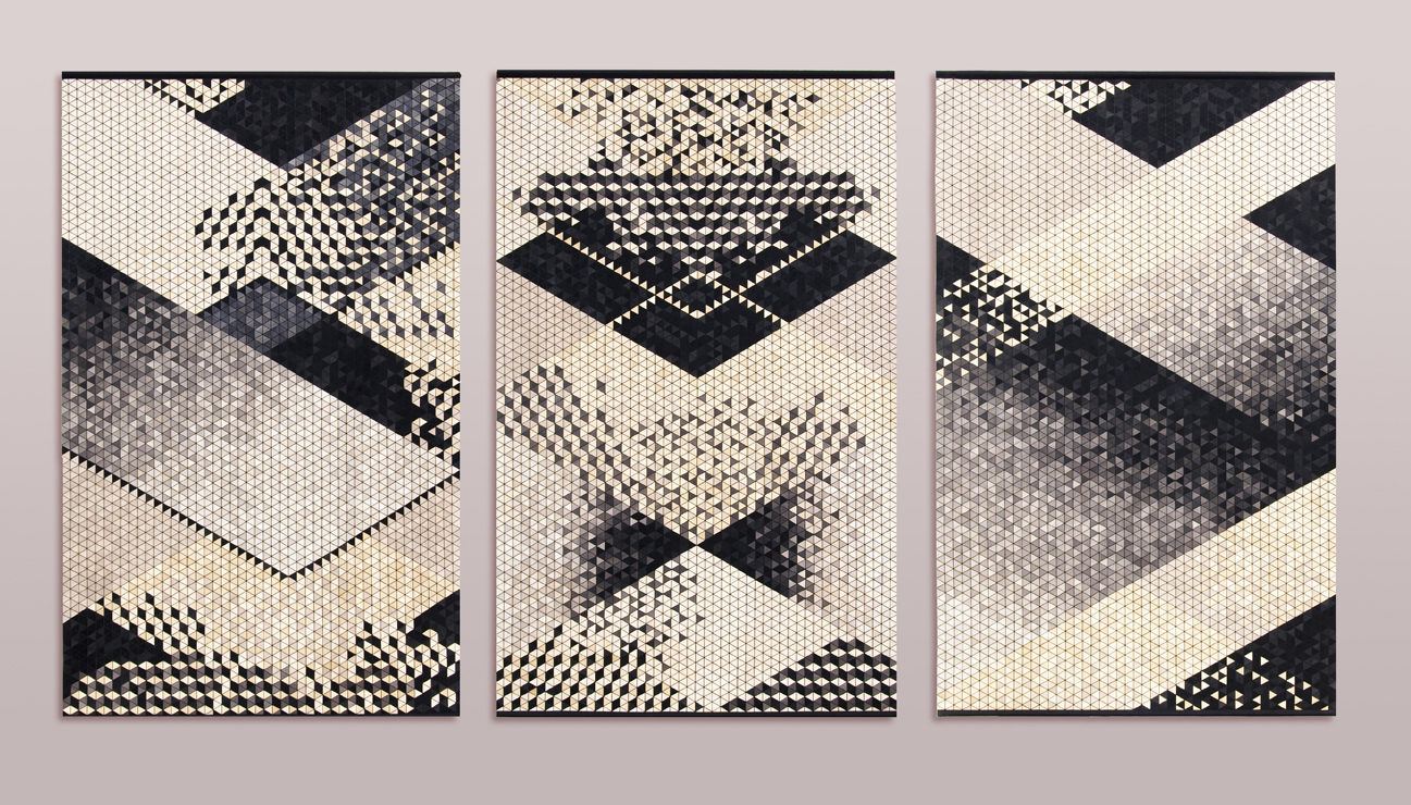 murales de madera en beige y negro de la diseñadora Elisa Strozyk