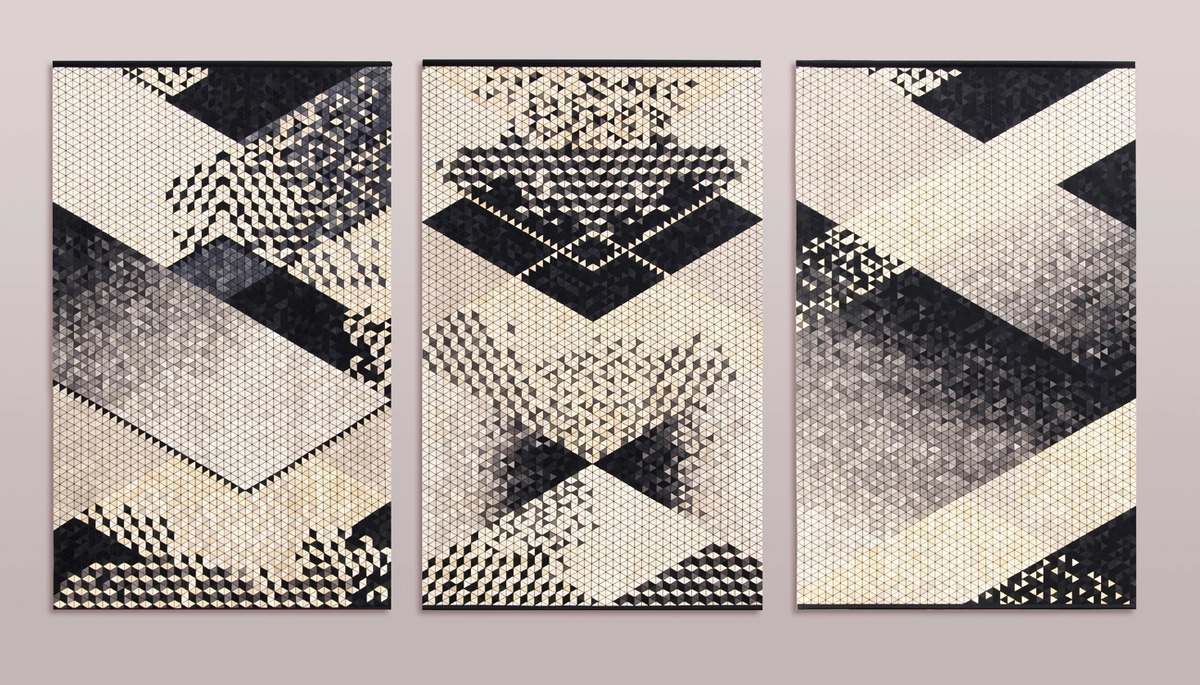 murales de madera en beige y negro de la diseñadora Elisa Strozyk