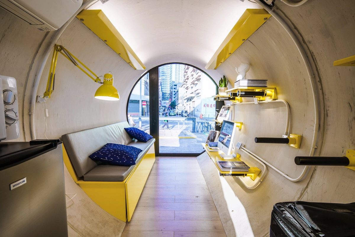 detalle del interior de las càpsulas habitacionales