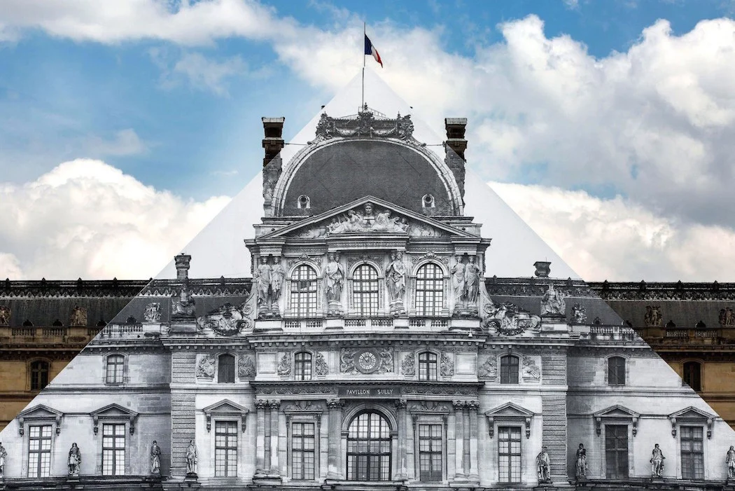 la ilusión optica de jean rene en la pirámide del louvre