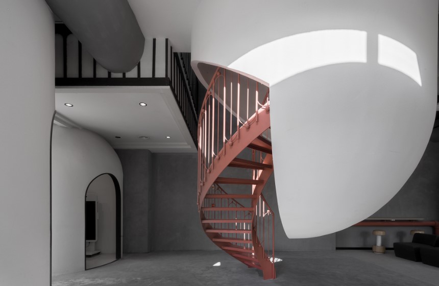 detalle de la escalera de Ideas Lab en Shangái obra del arquitecto Li Xiang