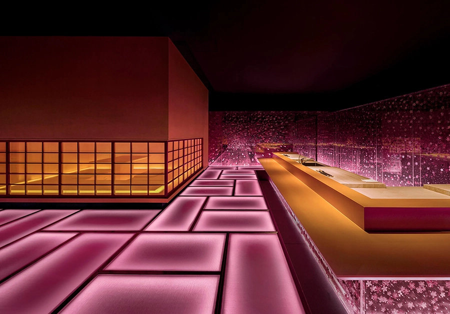 vista general del restaurante omakase diseñado por estudio shanghai hip pop