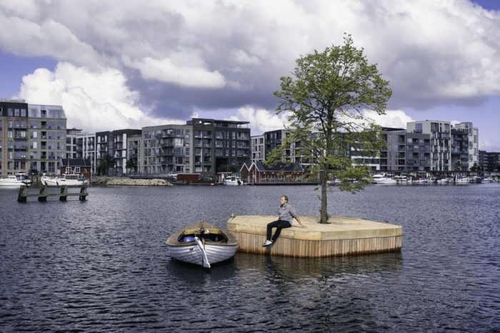 isla flotante en el puerto de copenhagen