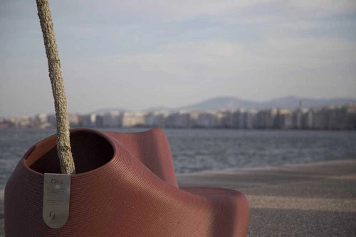 detalle del banco y macetero realizado en 3d