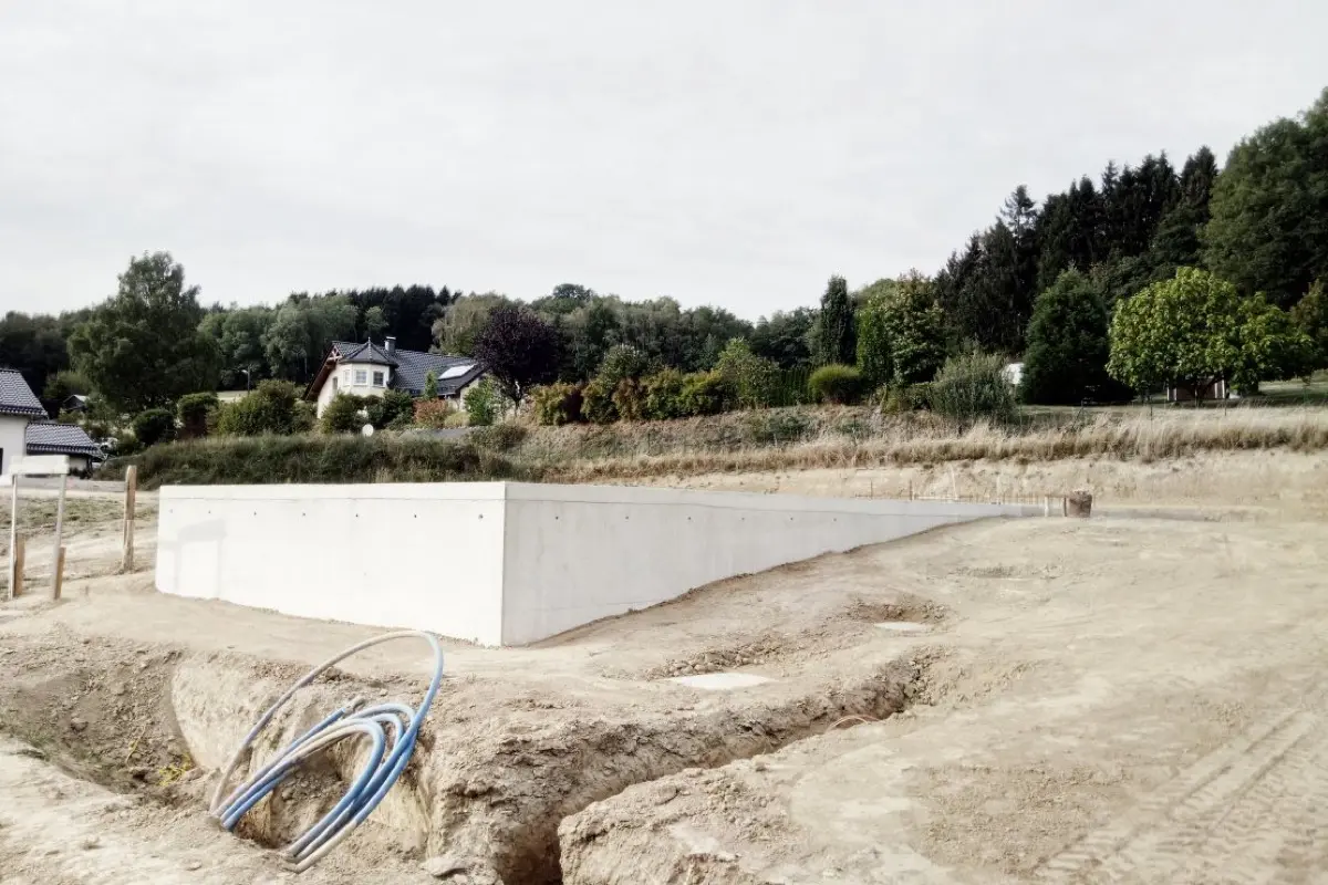 losa de hormigón durante la construcción