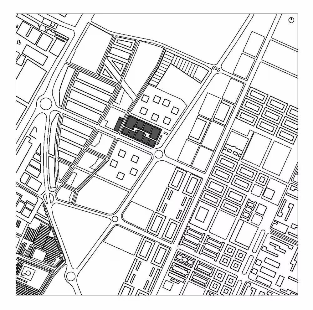 Plano de emplazamiento del Parque Empresarial de Arte Sacro en la trama urbana de Sevilla