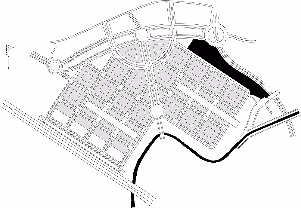 Plano de situación del Parque Venecia al sur de Zaragoza con el barrio y el parque marcado en negro