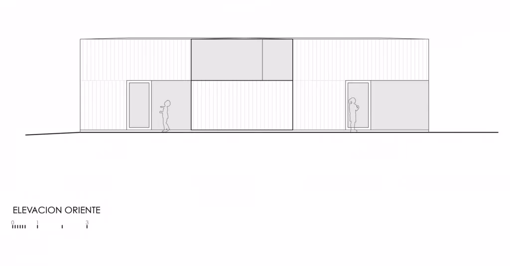Alzado oriente de la Casa CML en Limache, de Ricardo Torrejón y Arturo Chadwick