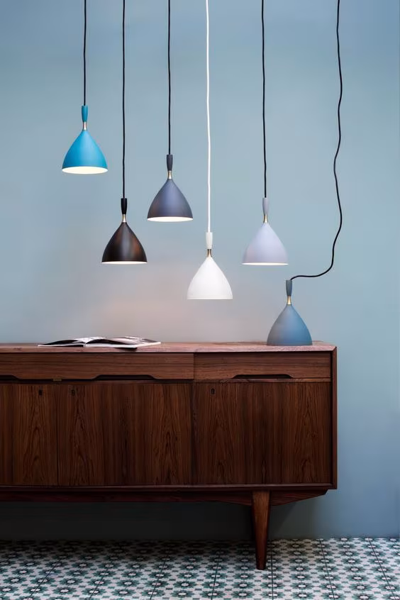 detalle de la lámpara dokka de birger dalh en varios colores