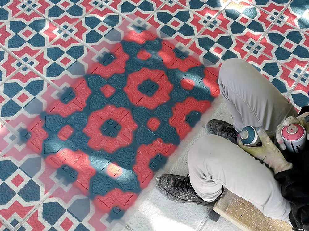Detalle del proceso de un hermoso trampantojo