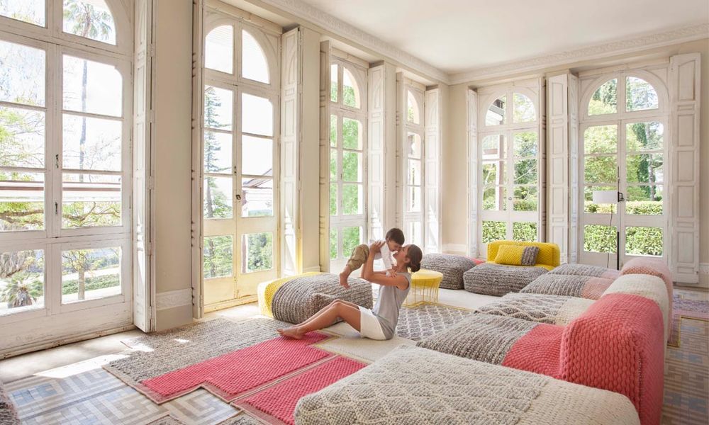 Alfombra cuadrada Plait diseñada por Patricia Urquiola