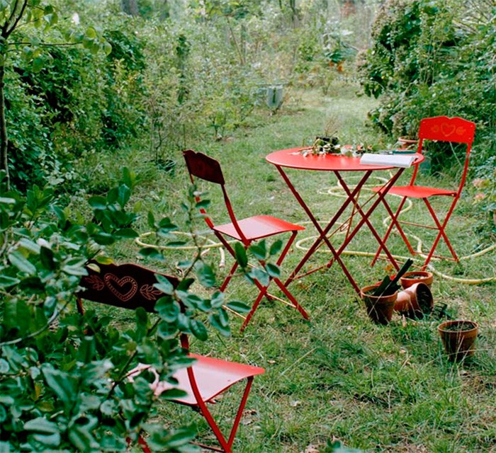 Silla Coeur plegable estilo rústico de exterior