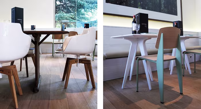Mobiliario contract, silla Flow Armchair de MDF y silla Standard de Vitra