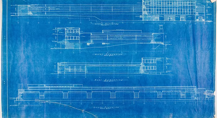 Detalle de los planos del arquitecto Walter Gropius