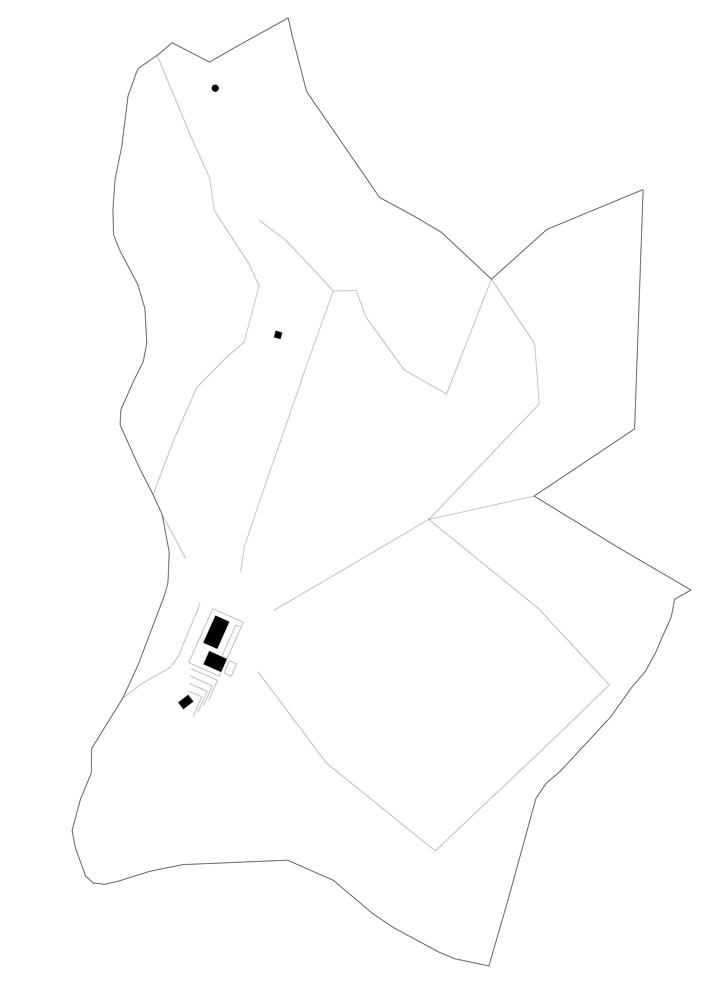 Plano de situación de la AP House de GGA Architects con los volúmenes construidos dentro de la parcela de Urbino