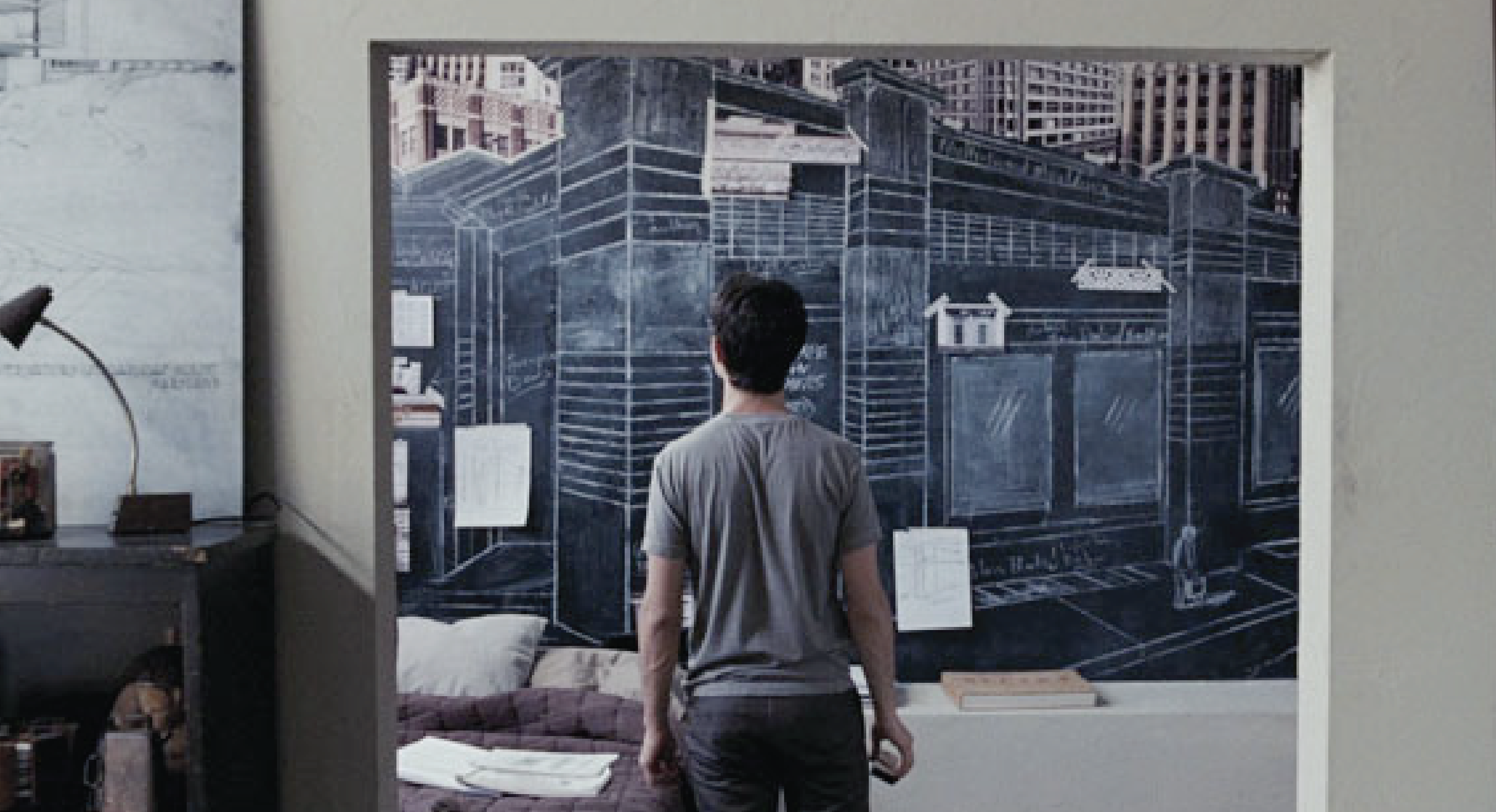 ejemplo de decoracion con pared de pizarra