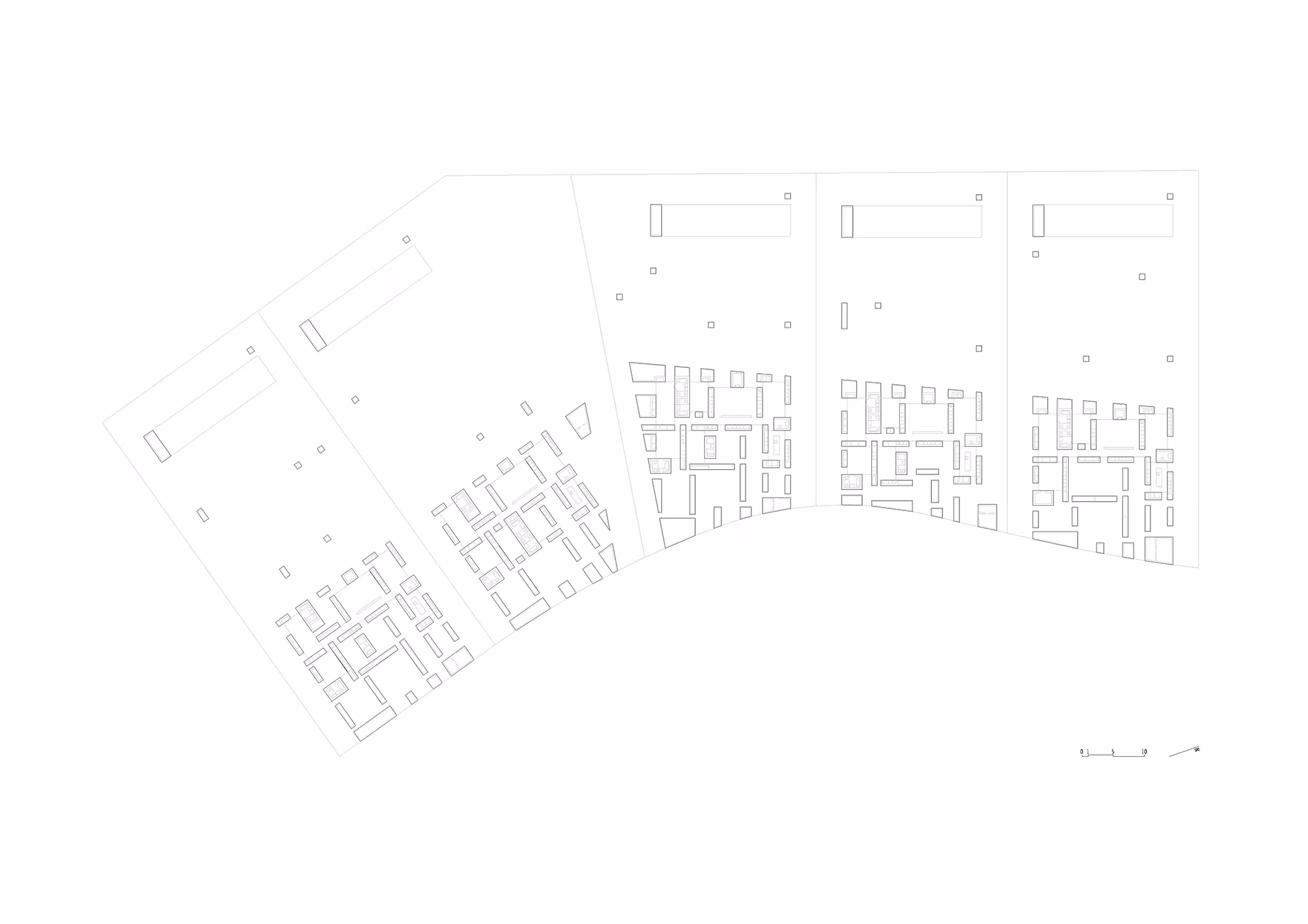 Planta de conjunto del complejo de Bom Sucesso con la retícula de viviendas y patios, de Aires Mateus