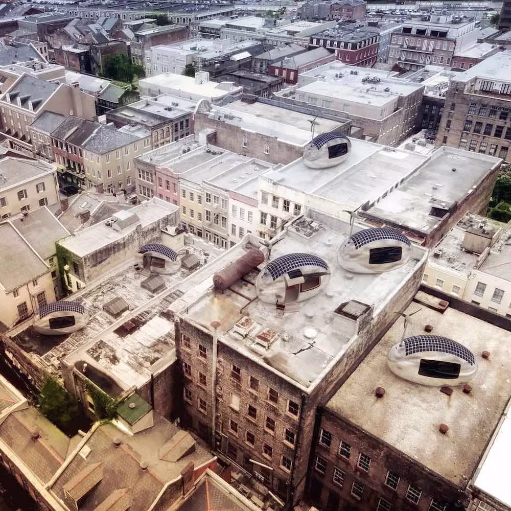 microcapsule en las azoteas de varios edificios