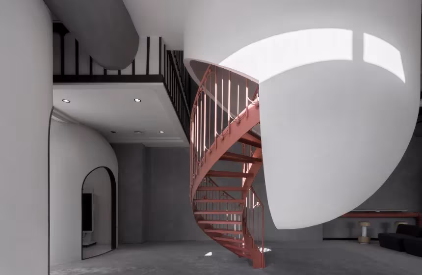 detalle de la escalera de Ideas Lab en Shangái obra del arquitecto Li Xiang