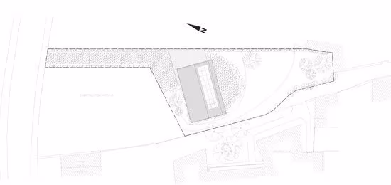 Plano de emplazamiento de la Maison Bambou de Karawitz Architecture en su parcela de Bessancourt