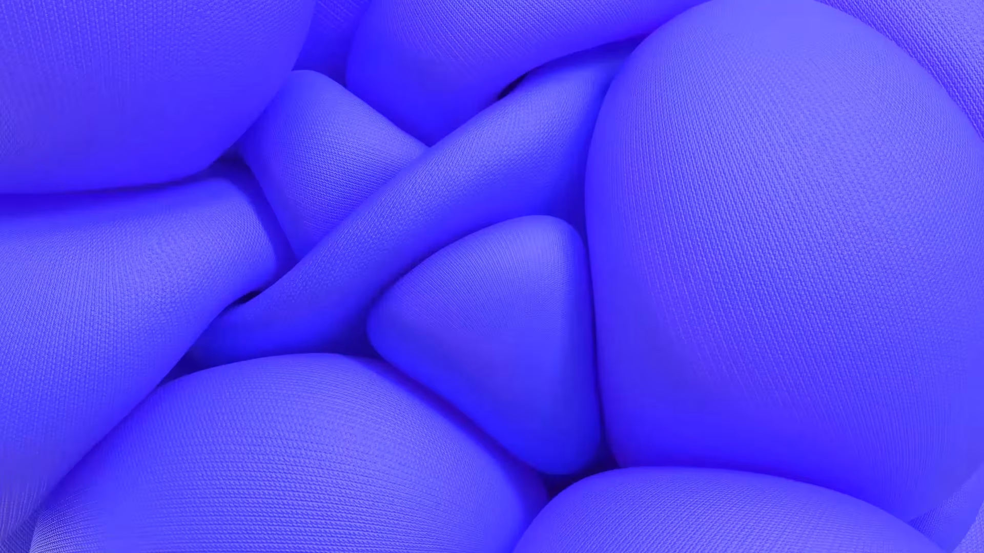 Render abstracto de Crea Studio para Fuego con volúmenes abultados de un azul intenso