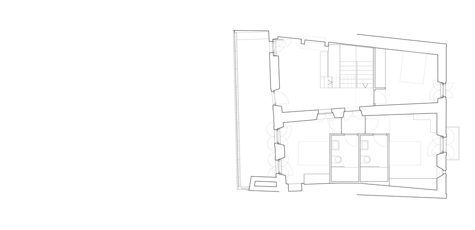 Planta de Casa do Medio con la escalera y las estancias interiores de la vivienda