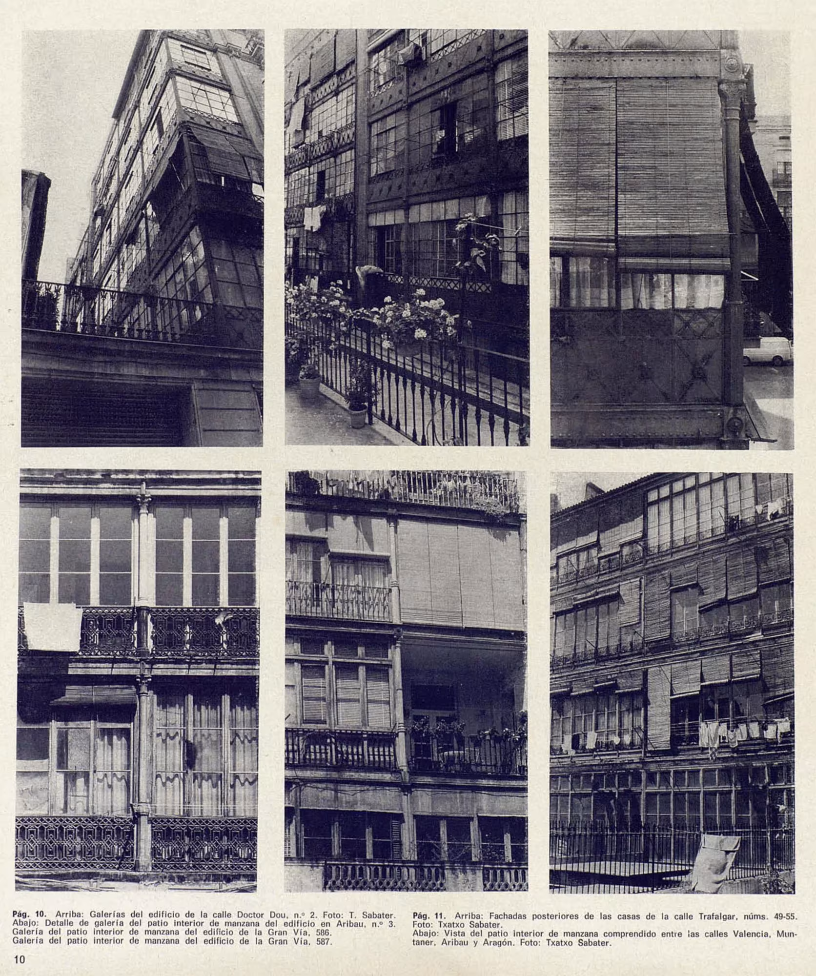 Fotografías antiguas en blanco y negro de galerías y balcones acristalados de Barcelona, referencia de Sardenya 356