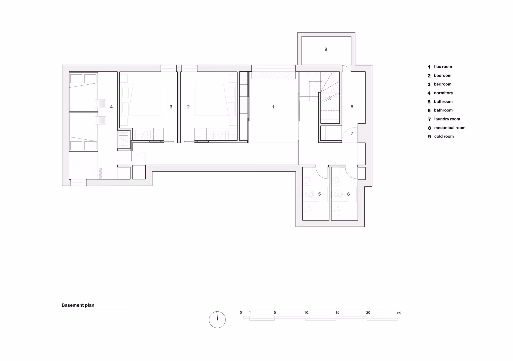 Basement floor plan of TISSARAOUATA with its rooms and graphic scale