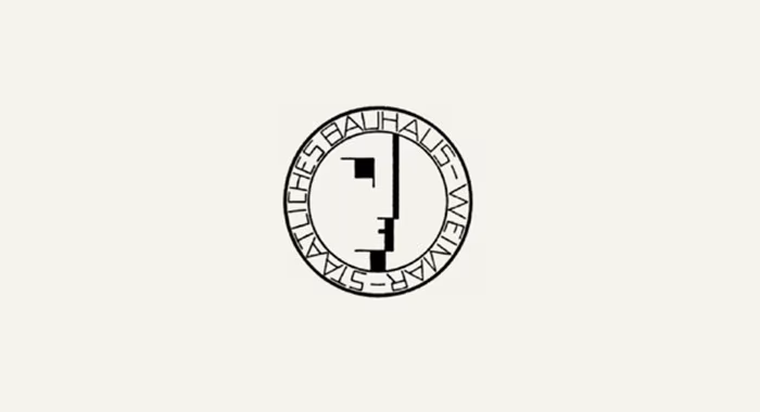 Logo of the Staatliches Bauhaus Weimar with a geometric profile inside a circle